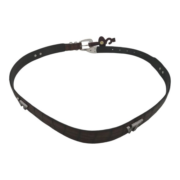 Davis Brothers Virginia Tech Men's Size 46 Genuine Leather Belt Brown Conchos - Picture 5 of 11